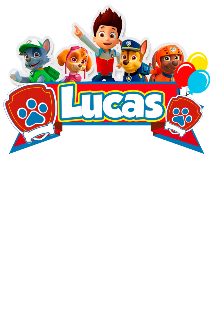 lucas feliz cumple topper paw patrol topo de bolo