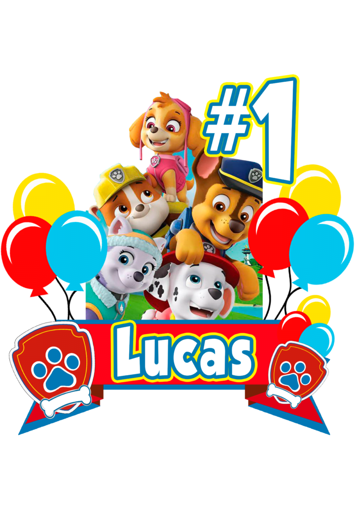 paw patrol LUCas feliz cumple topper paw patrol topo de bolo