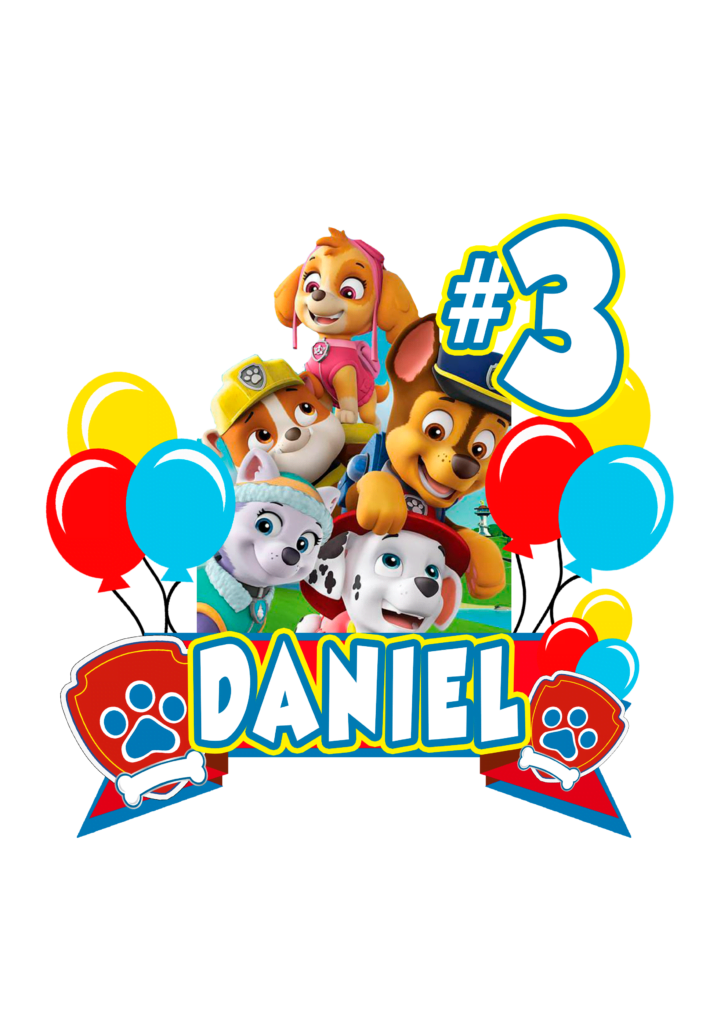 paw patrol daniel feliz cumple topper paw patrol topo de bolo