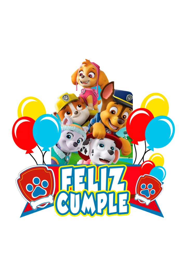 paw patrol fe feliz cumple topper paw patrol topo de bolo