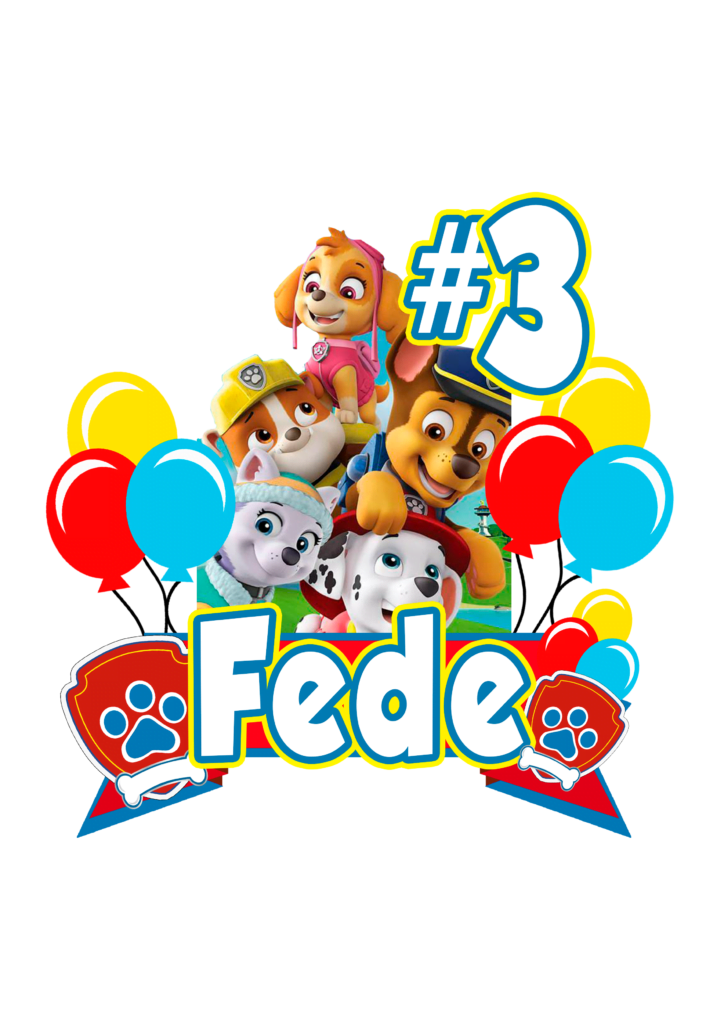 paw patrol fede feliz cumple topper paw patrol topo de bolo