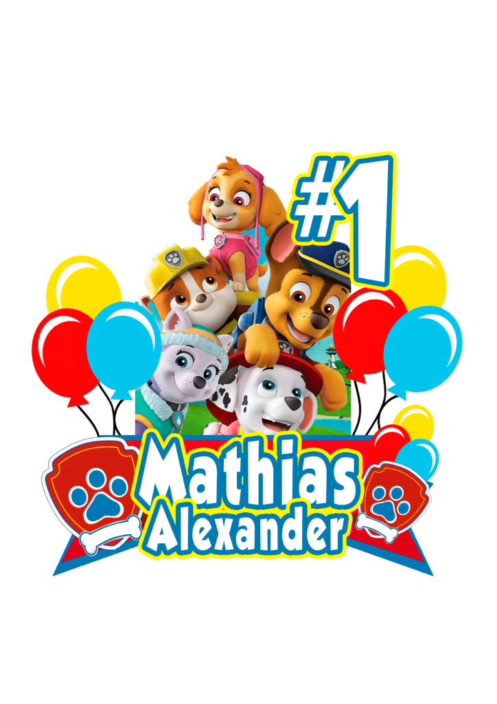 paw patrol mathias alexander feliz cumple topper paw patrol topo de bolo