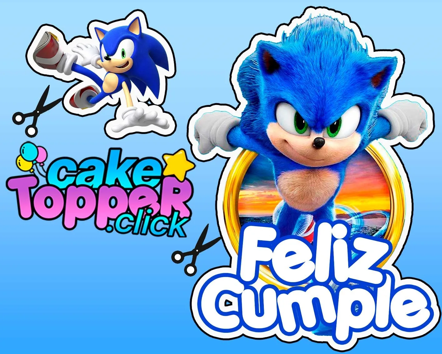 Sonic - Topper - Banderines - Stickers - Cupcake Toppers - GRATIS!