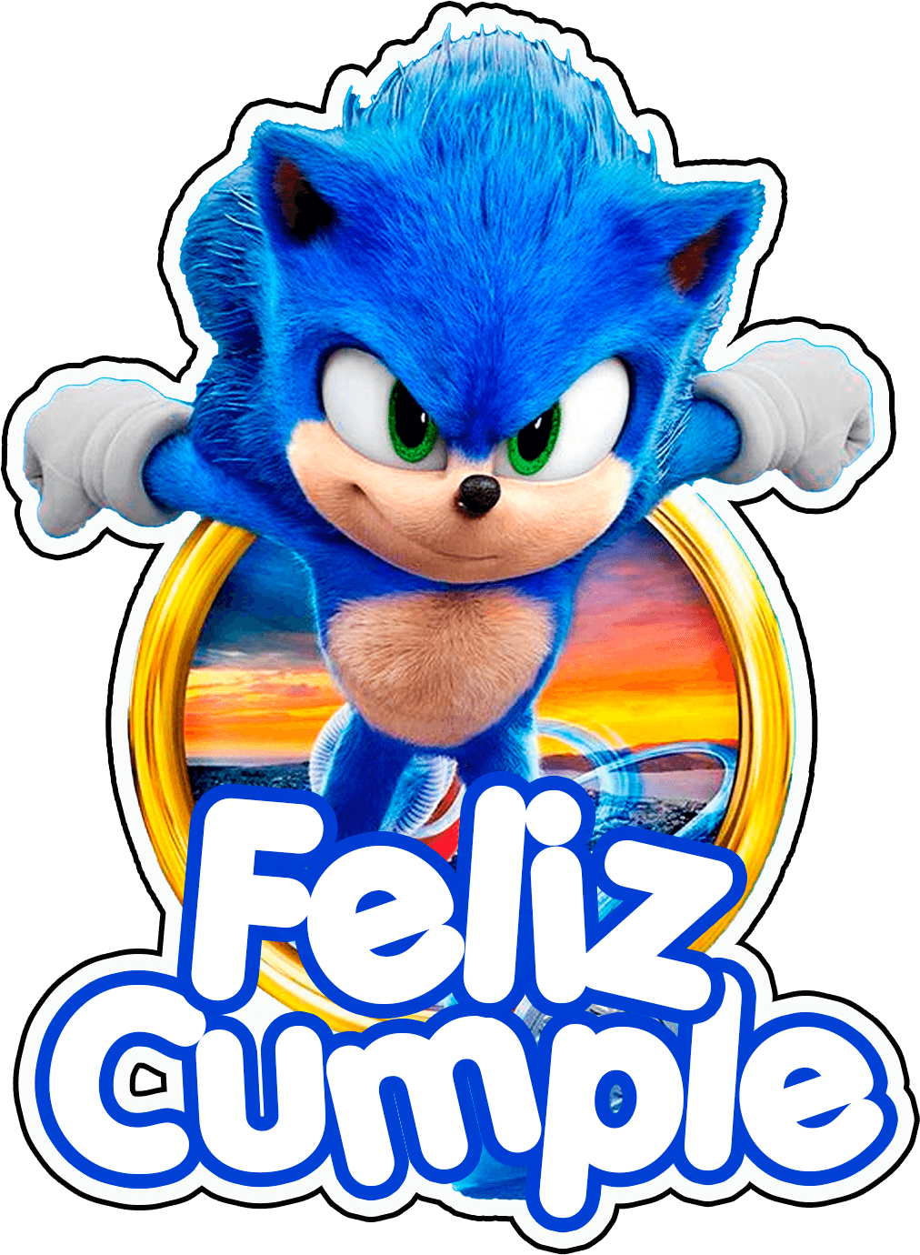 Sonic Birthday Cake Topper PNG, Vectorency