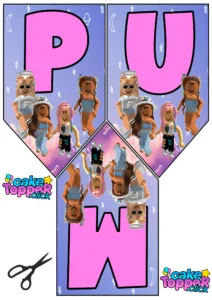 banderin para decoracion de roblox nena o roblox girl letra P U M