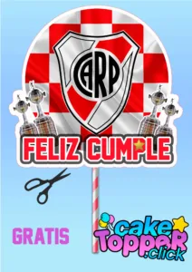 Topper feliz Cumple River Plate Argentina para imprimir