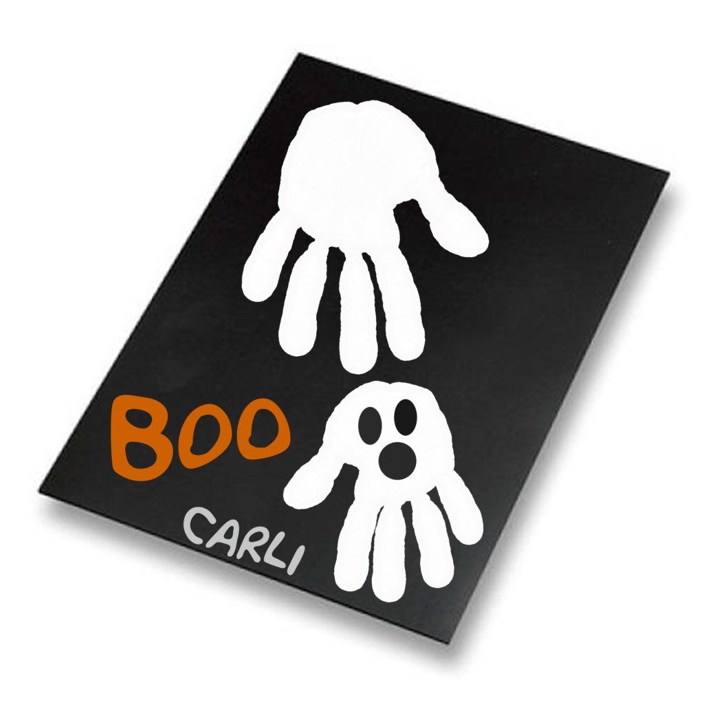 Halloween crafts preschool a picture of a spooky ghost handprint craft