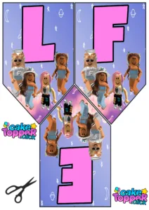 banderin para decoracion de roblox nena o roblox girl letra F E L