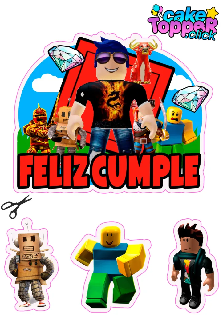 topper de roblox feliz cumple