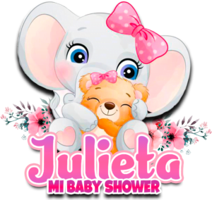 elefante baby shower nombre Julieta