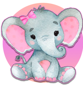 elefante baby shower sticker rosa redondo