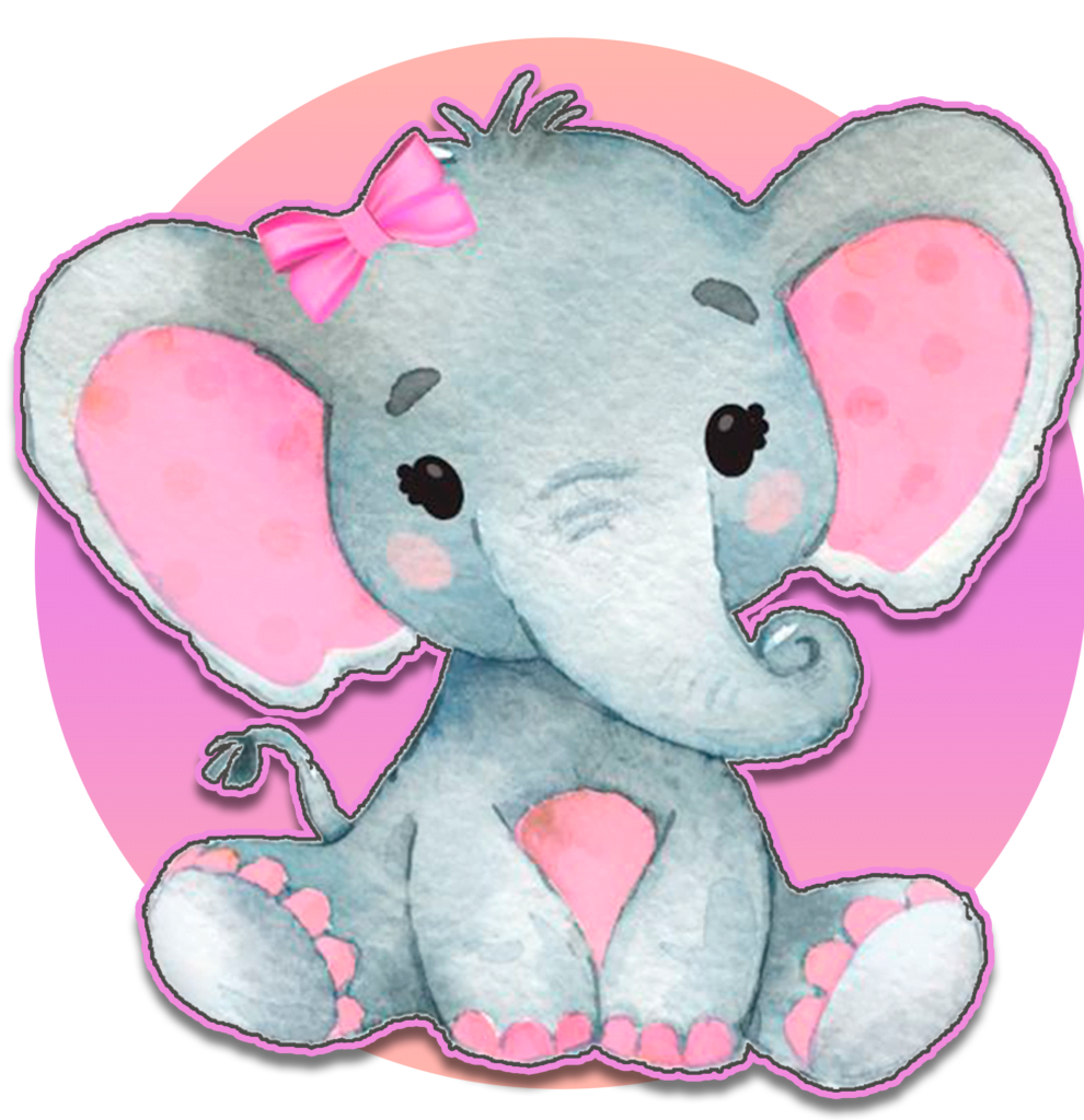 elefante baby shower sticker rosa redondo