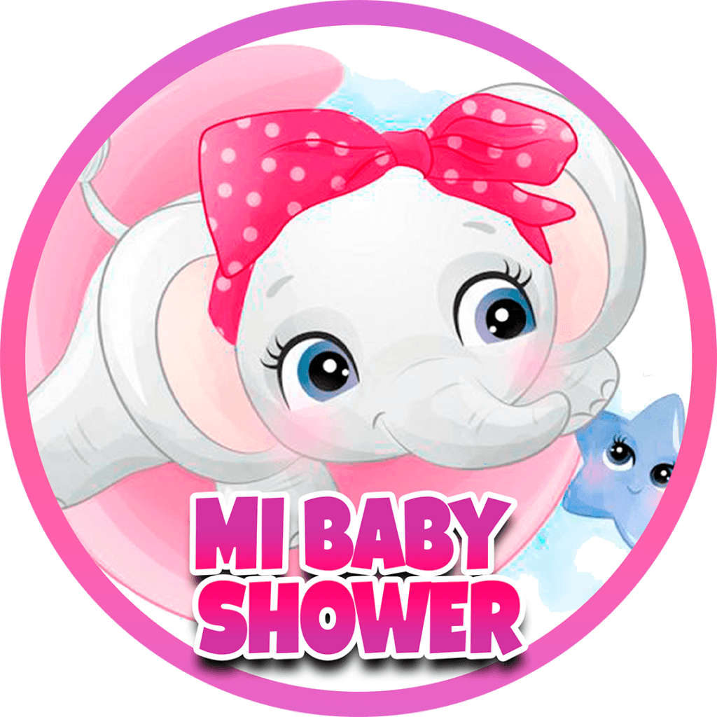 sticker baby shower elefante rosa mi baby shower