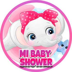 sticker baby shower elefante rosa mi baby shower