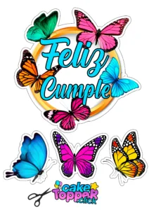 topper feliz cumpleaños para imprimir cake topper mariposas