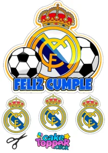 topper feliz cumpleaños real madrid Topper de futbol cake topper de pelota