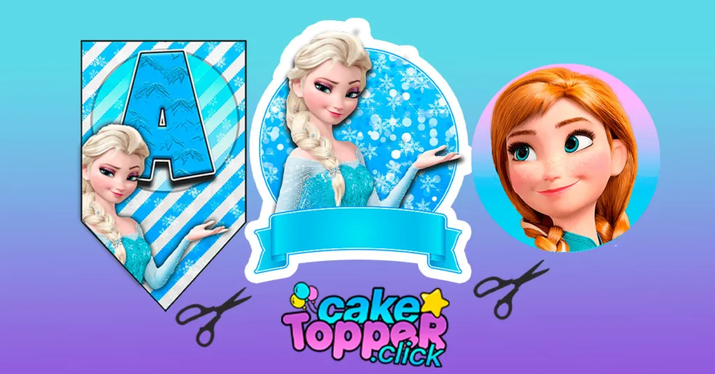 Anna, Olaf and Elsa, Frozen: Free Printable Cake Toppers.  Frozen elsa cake  topper, Frozen cake topper, Elsa cake toppers