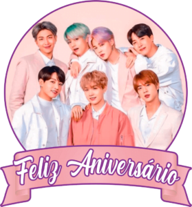 Feliz Aniversário BTS topper de bolo