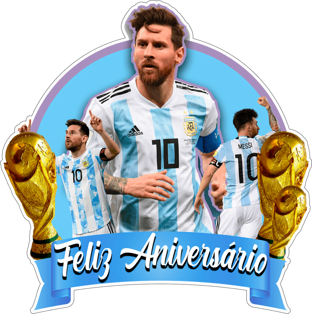 Feliz Aniversário Messi Argentina topo de bolo