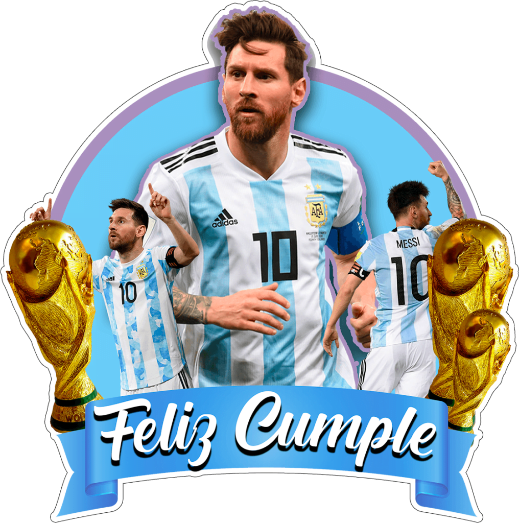 Feliz Cumple Messi Argentina topper para imprimir