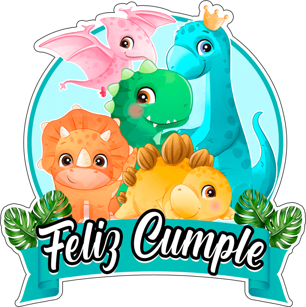 Feliz Cumple topper para imprimir dinosaurio bebe