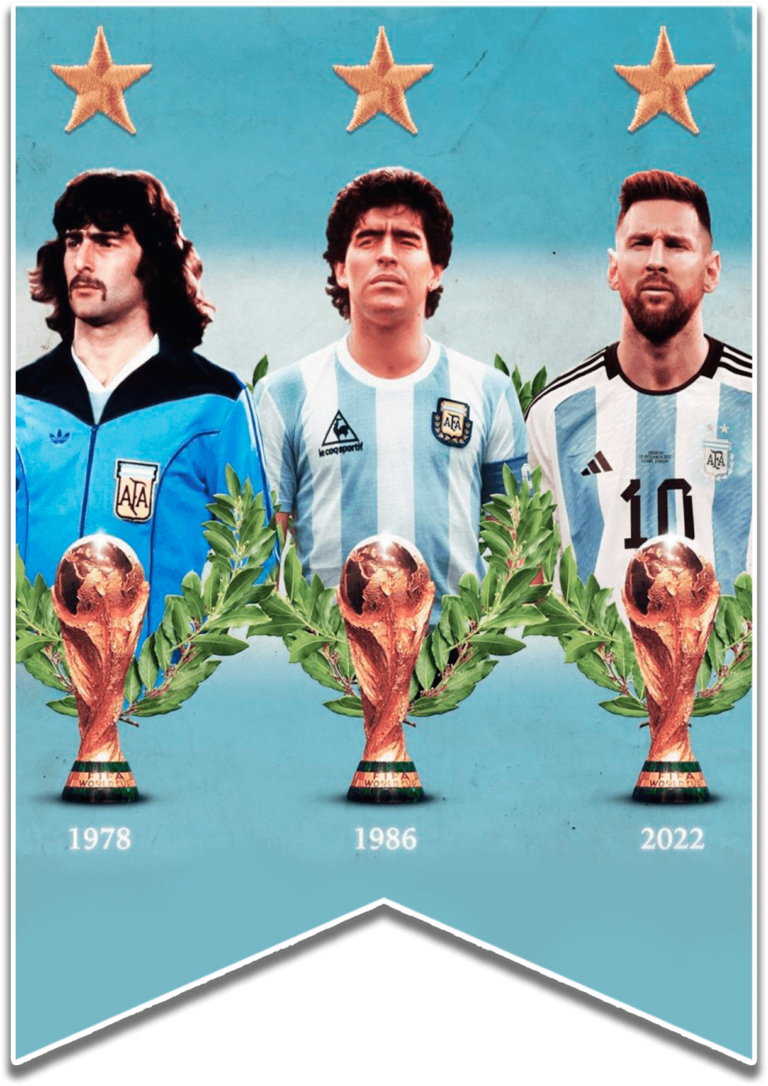 Kempes-Maradona-Messi- argentina campeon mundiales para imprimir