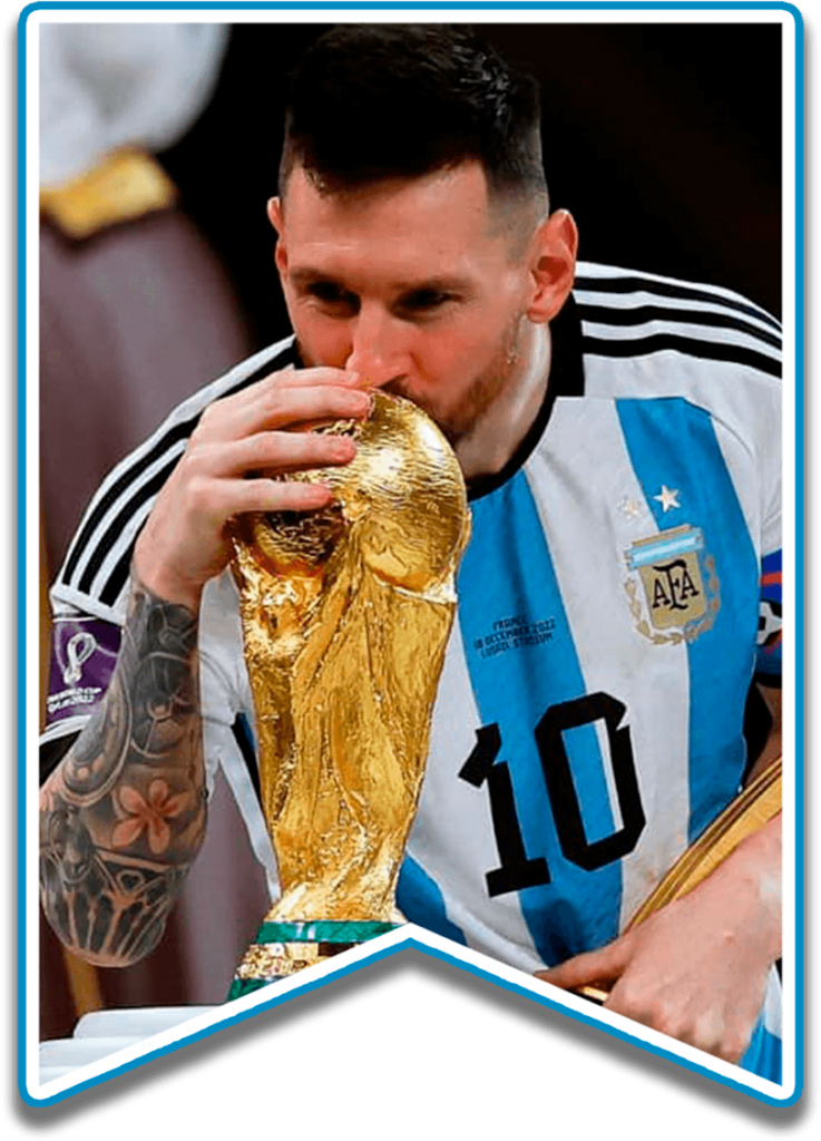 Messi besando la compa del mundo
