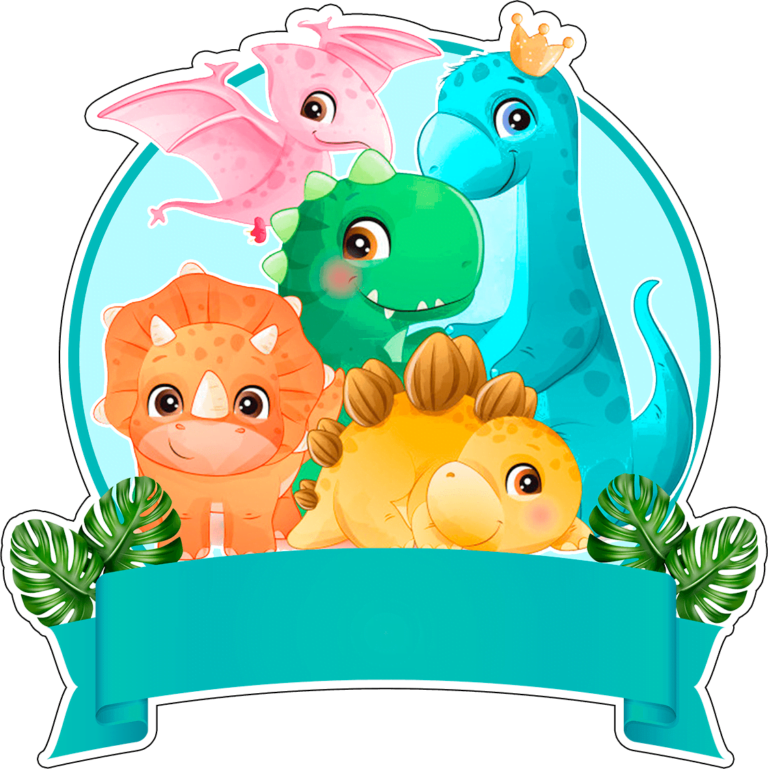 Dinosaurio Topper Stickers Banderines Png Caketopperclick 2139