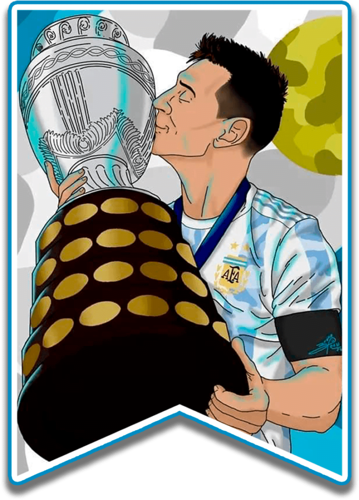 banderin de messi dibujo campeon argentina