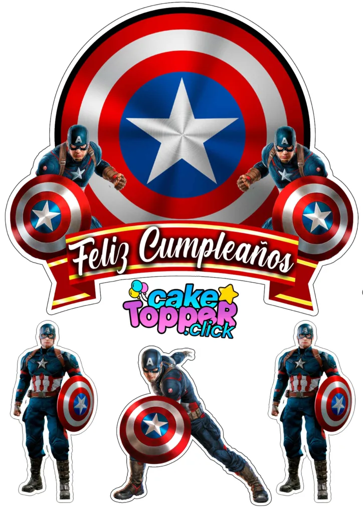 Feliz Cumpleaños Cake-topper-de-Capitan-america-para-imprimir