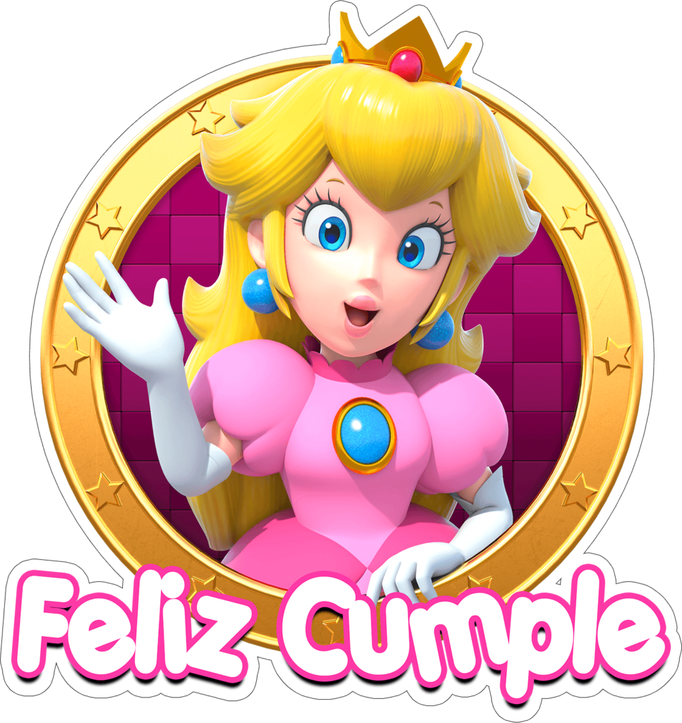 Feliz Cumple Princesa Peach Mario Bros Topper para imprimir