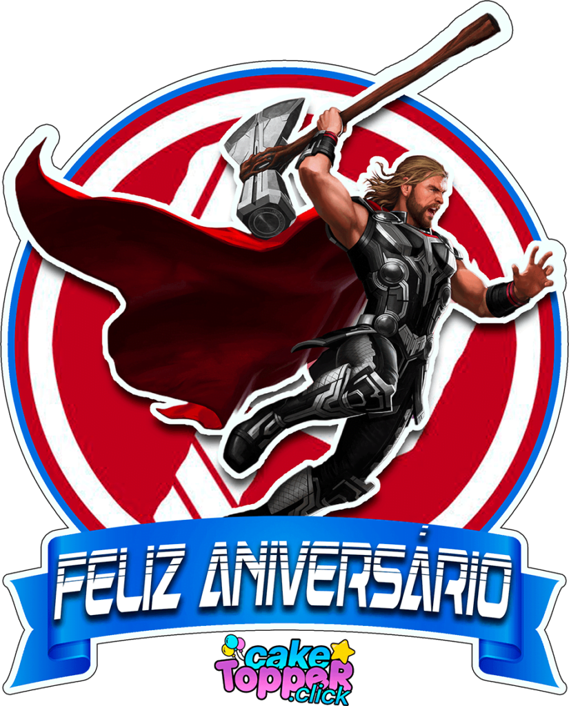 Feliz aniversário topo de bolo de Thor Avengers