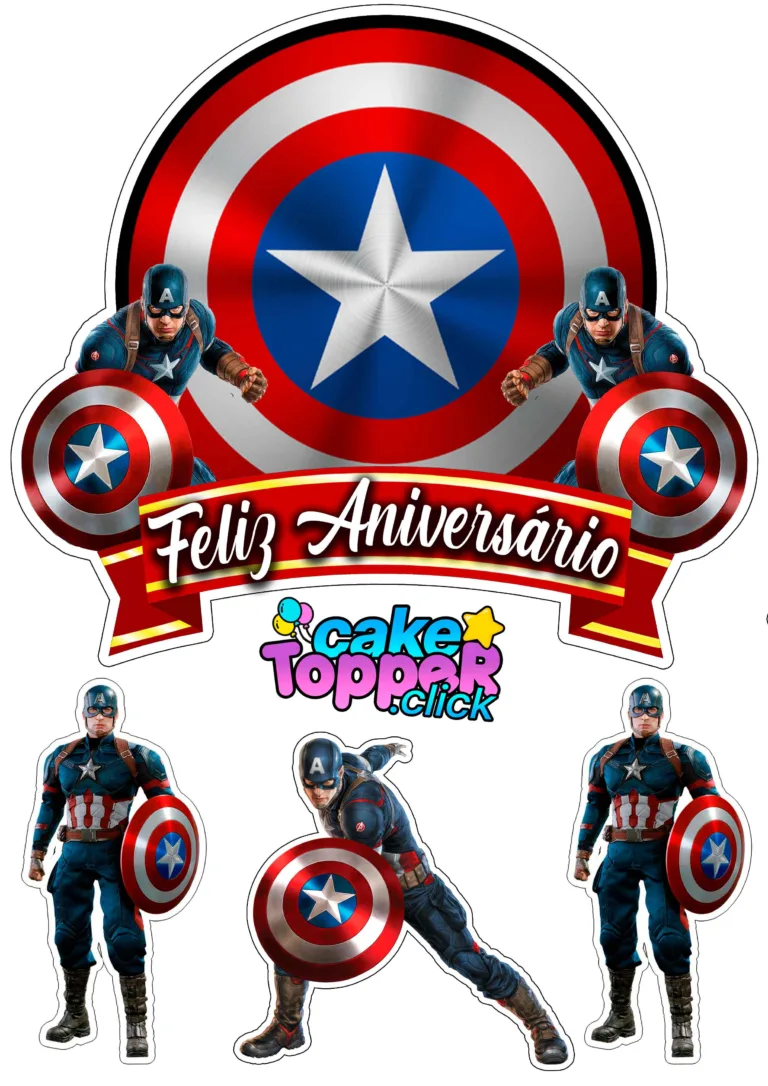 Topper-de-bolo-Capitão-América-gratis