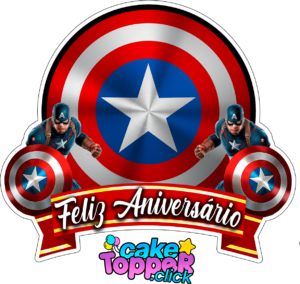 Feliz Aniversario topo de bolo Capitão América para imprimir