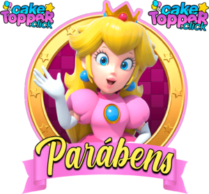 Princesa Pêssego topper de bolo de Princesa Peach Mario bros topo de bolo Parábens