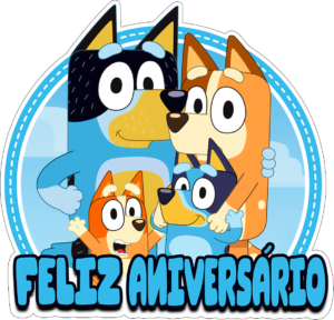 Bluey Feliz Aniversario Topper de bolo