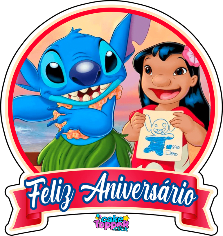 Feliz Aniversário topo de bolo lilo e stitch