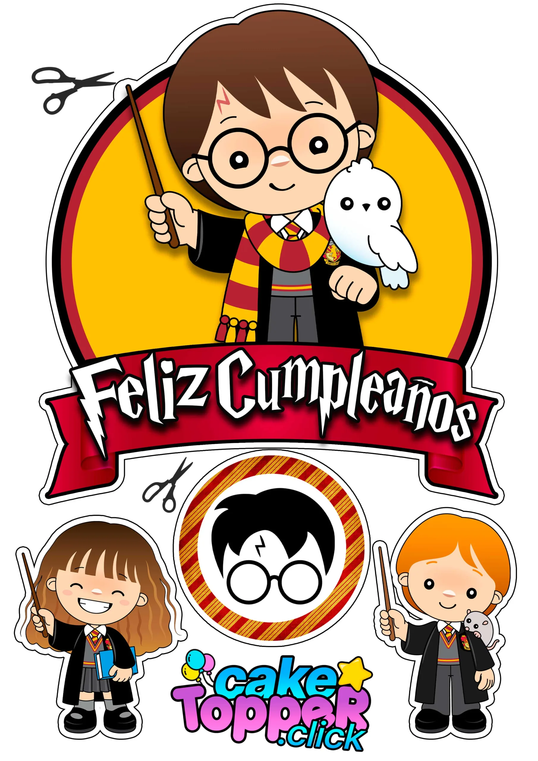 Harry Potter: Cake Toppers, Stickers, PNG y Banderines Gratis!!