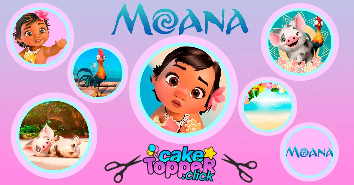 Adesivos Baby Moana para imprimir: personalize seus dados!