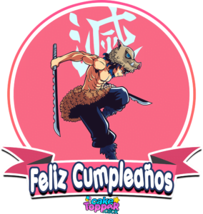 Feliz Cumpleños Inosuke Hashibira Cake topper PNG Transparent