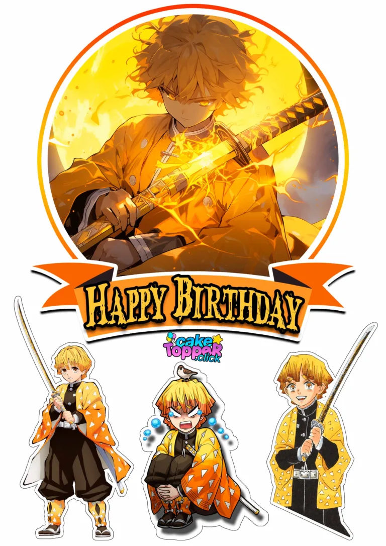 Happy-Birthday-Cake-topper-Demon-Slayer-Zenitsu-ideas