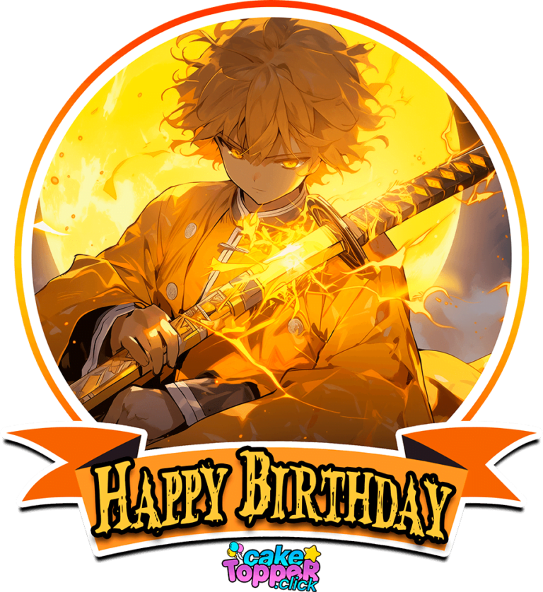 Happy Birthday Zenitsu PNG Demon Slayer Transparent