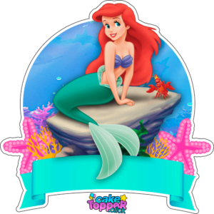 PNG Little Mermaid Cake Topper printable transparent Kit Candy Fazendo Festa ideas