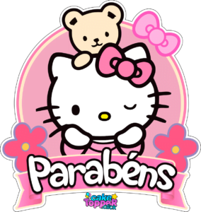 Parabéns Hello Kitty Topo de bolo PNG