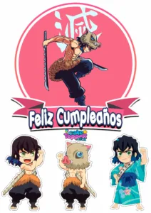 Topper-de-Inosuke-Demon-Slayers-para-imprimir-ideas-cumpleaños