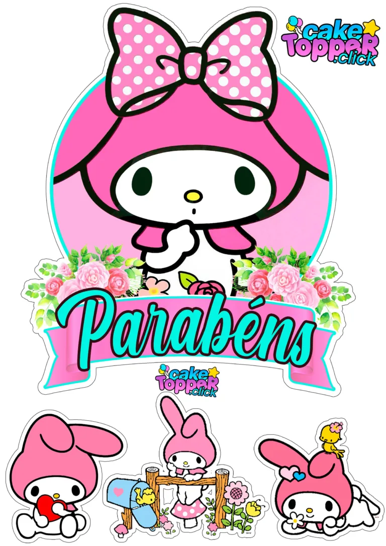 Topper-de-bolo-para-imprimir-Sanrio My Melody -Parabéns