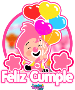 cupcake topper de payaso plim plim rosa