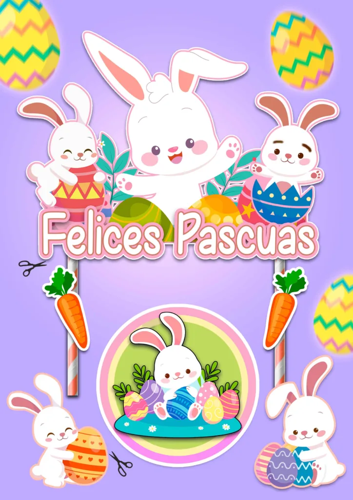 felices-pascuas-para-imprimir Topper de conejo