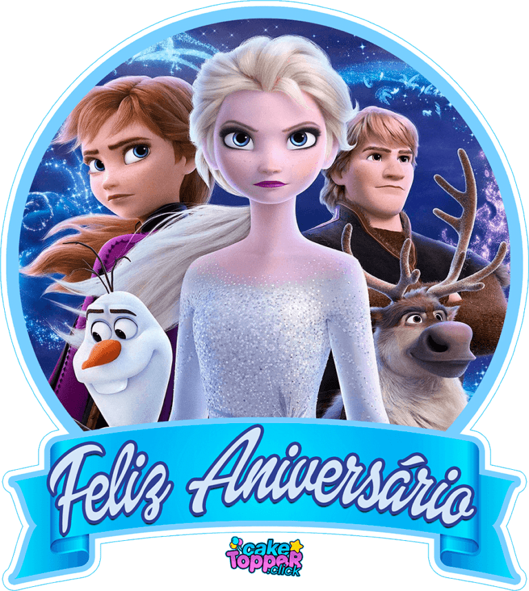 topo de bolo da frozen png feliz aniversário