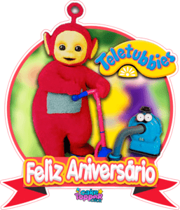 Feliz Aniversário Topo Para bolo de Po teletubbie